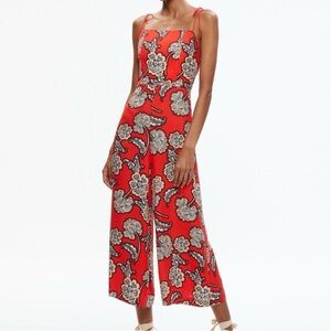 Alice + Olivia Red Floral Jumpsuit